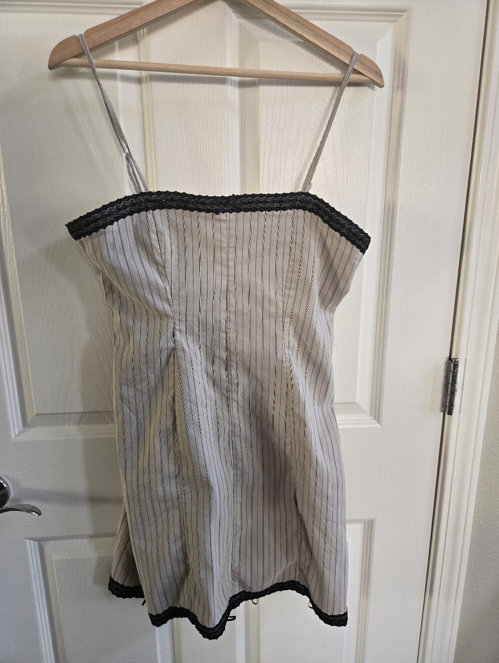Miss Selfridge Cream and Black Pinstripe Mini Dress